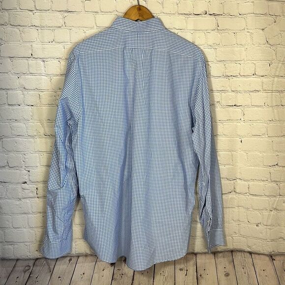 Ralph Lauren Custom Fit Blue White Checkered Button Down Shirt Size XL - Picture 4 of 6
